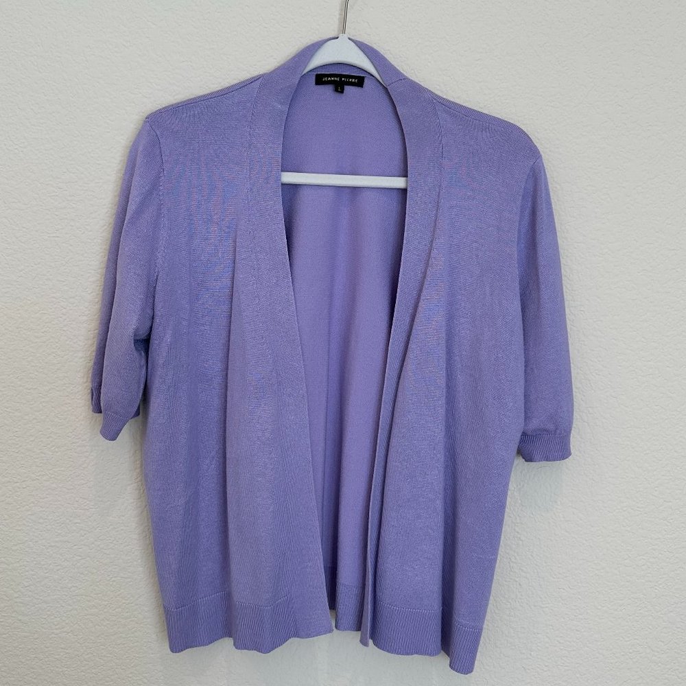 Jeanne Pierre Purple Open Front Sweater